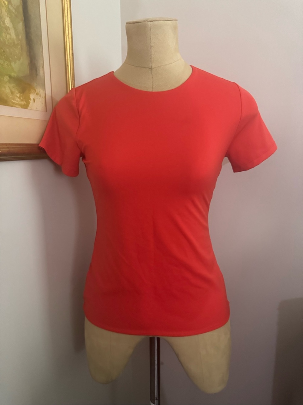 Spanx Smoothing Jersey Crewneck Tee in Poppy Size Medium